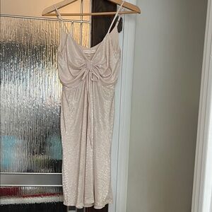 Elegant MONTEAU LOS ANGELES Cream Textured to GLITTER Dress